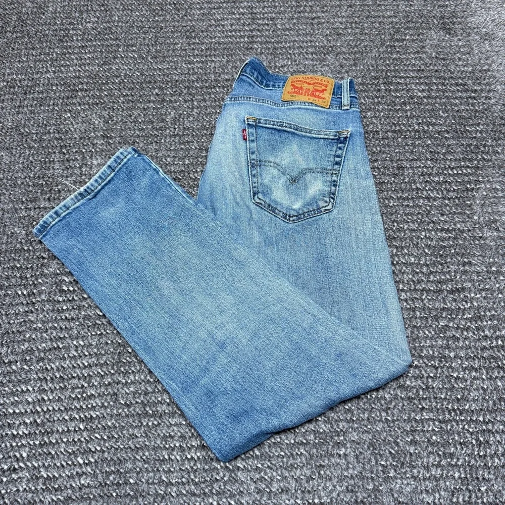 Levis‎ Mens 505 Jeans W34 L32 Light Wash Blue Distressed Regular Fit